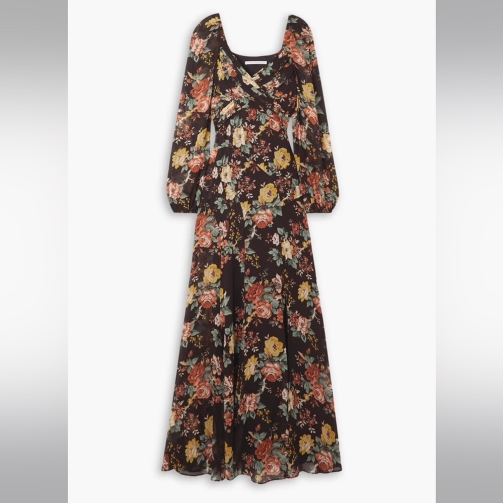 VERONICA BEARD Avani floral printed silk long sleeve maxi dress